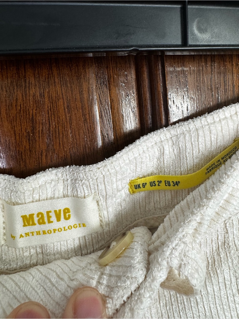 Maeve Wide-Leg Corduroy Pants in Cream - Picture 4 of 4